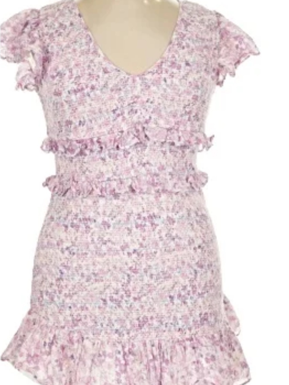 Love Shack Fancy Pink Floral Ruffle  Dress
